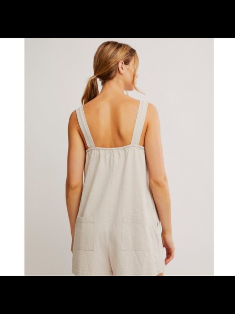 Free People FP Beach Nichola Romper L Beige Wide Leg Pocket Boho Chic Coastal - Picture 8 of 16